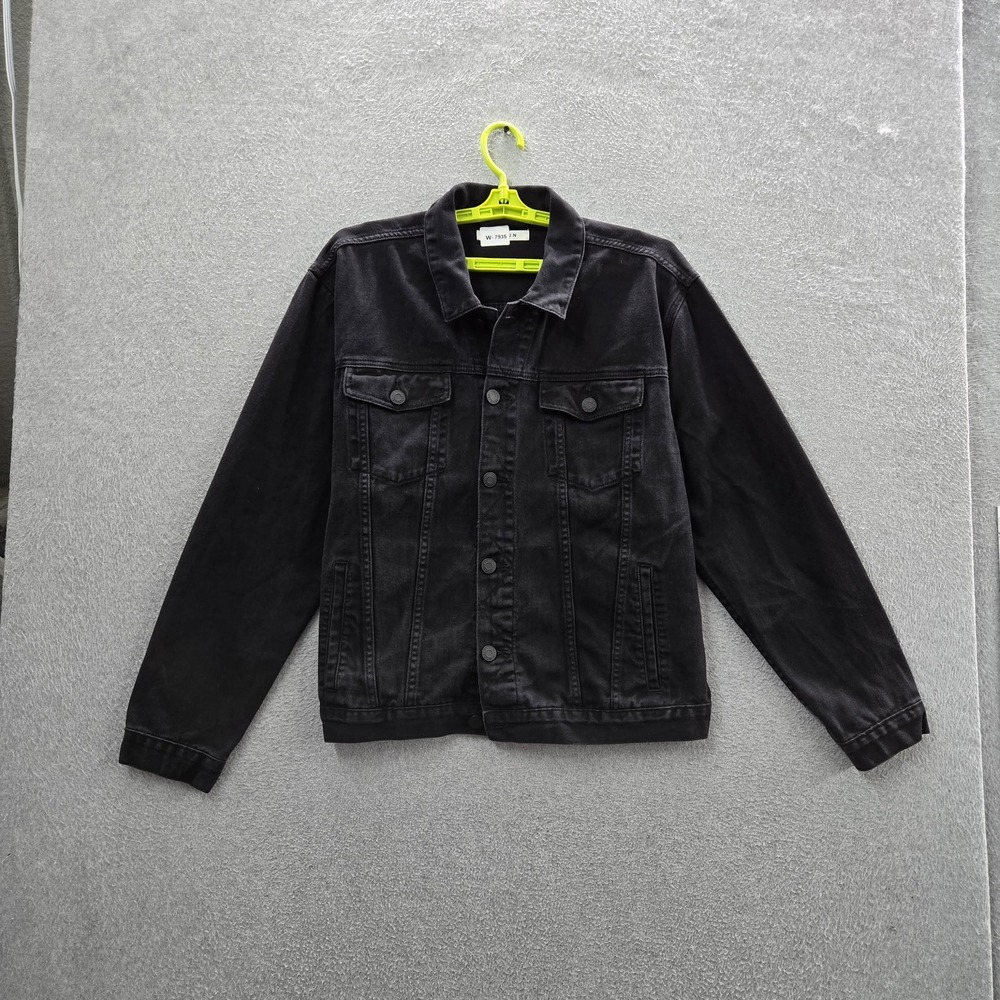 Pacsun Men Jacket XL Black Denim Trucker Classic Fit